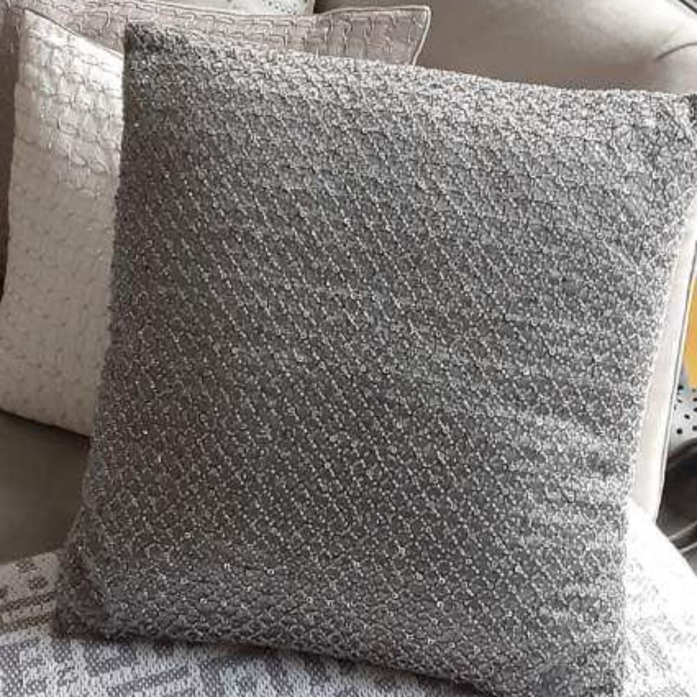 Silver Sequin Pillow 15"